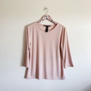 NOEL ASMAR XL Light Pink 3/4 Sleeve Crew Neck Top Tee Equestrian Women’s